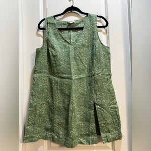 J Jill Purejill Green Element Sleeveless Top Medium 100% Linen Side Slit